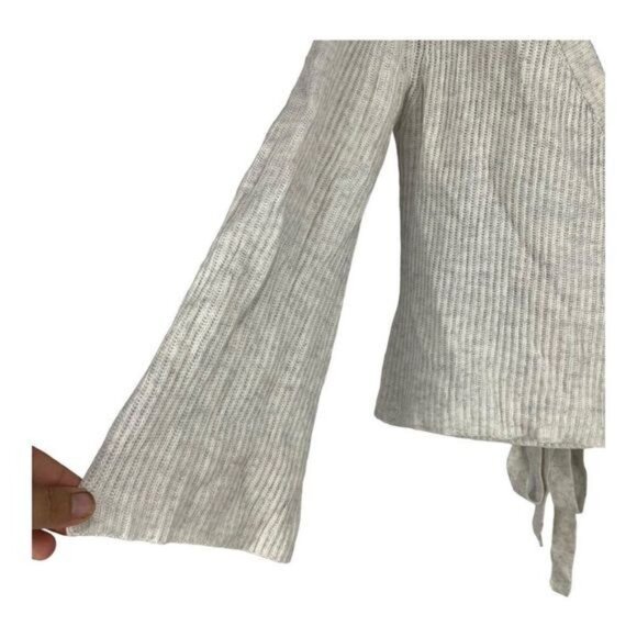 Cupcakes & Cashmere Beige Ribbed Wrap Sweater With Tie Closure Womens Large - Picture 2 of 8